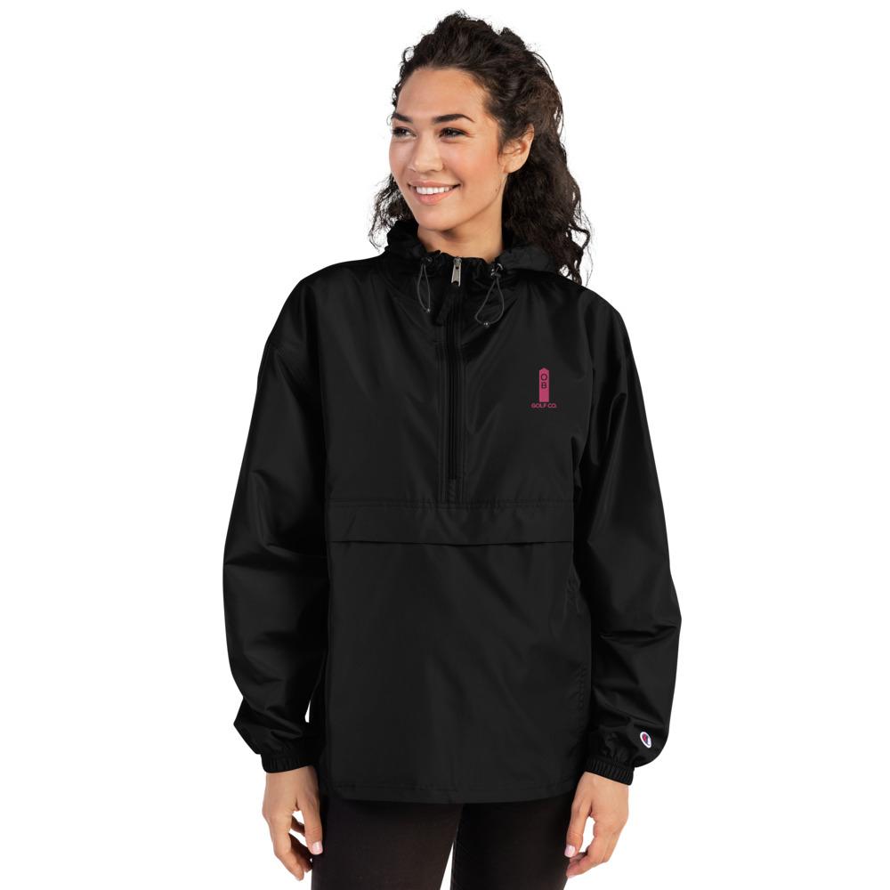 Pink OB Stake Embroidered Champion Packable Jacket - OB Golf Co